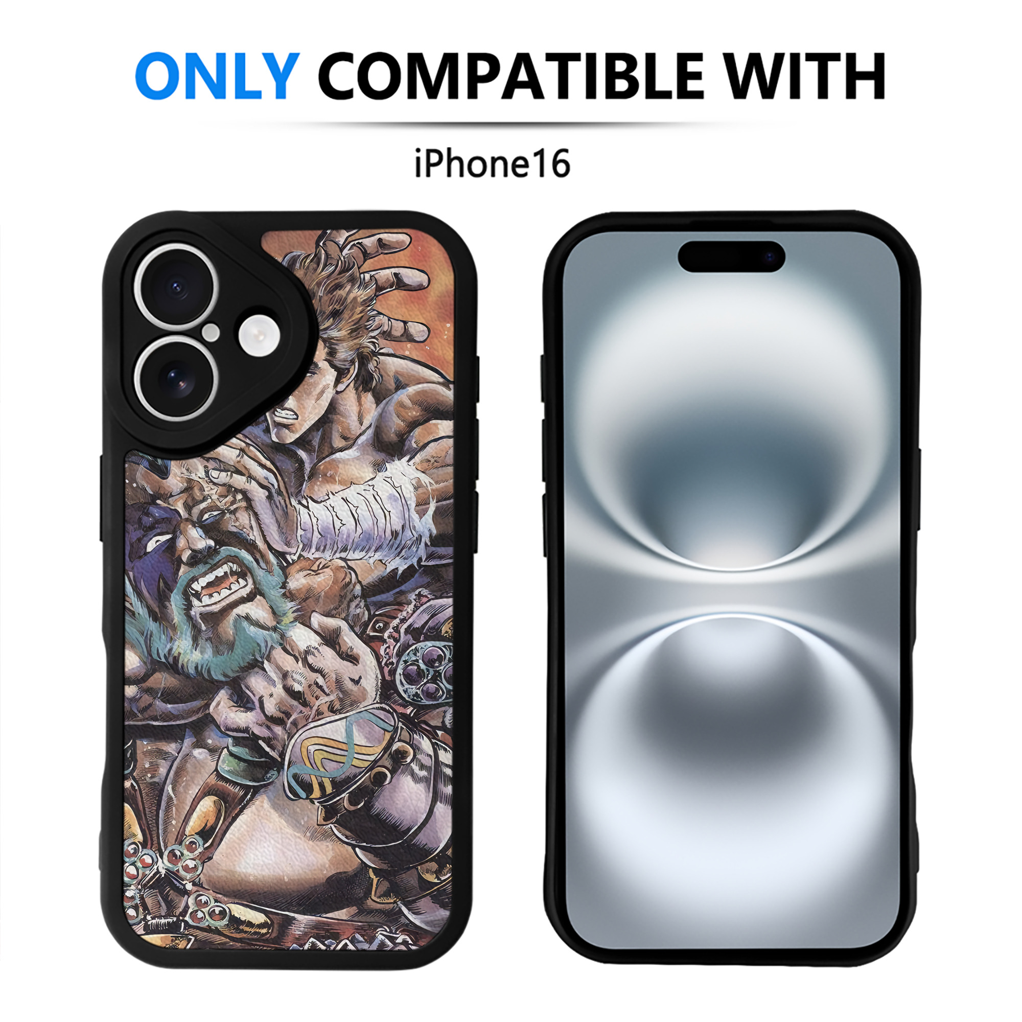 （画像用） 北斗の拳 Fist of the North Star 【iPhone 16シリーズ対応】シリコンスマホケース（レザー調） 材質：シリコン